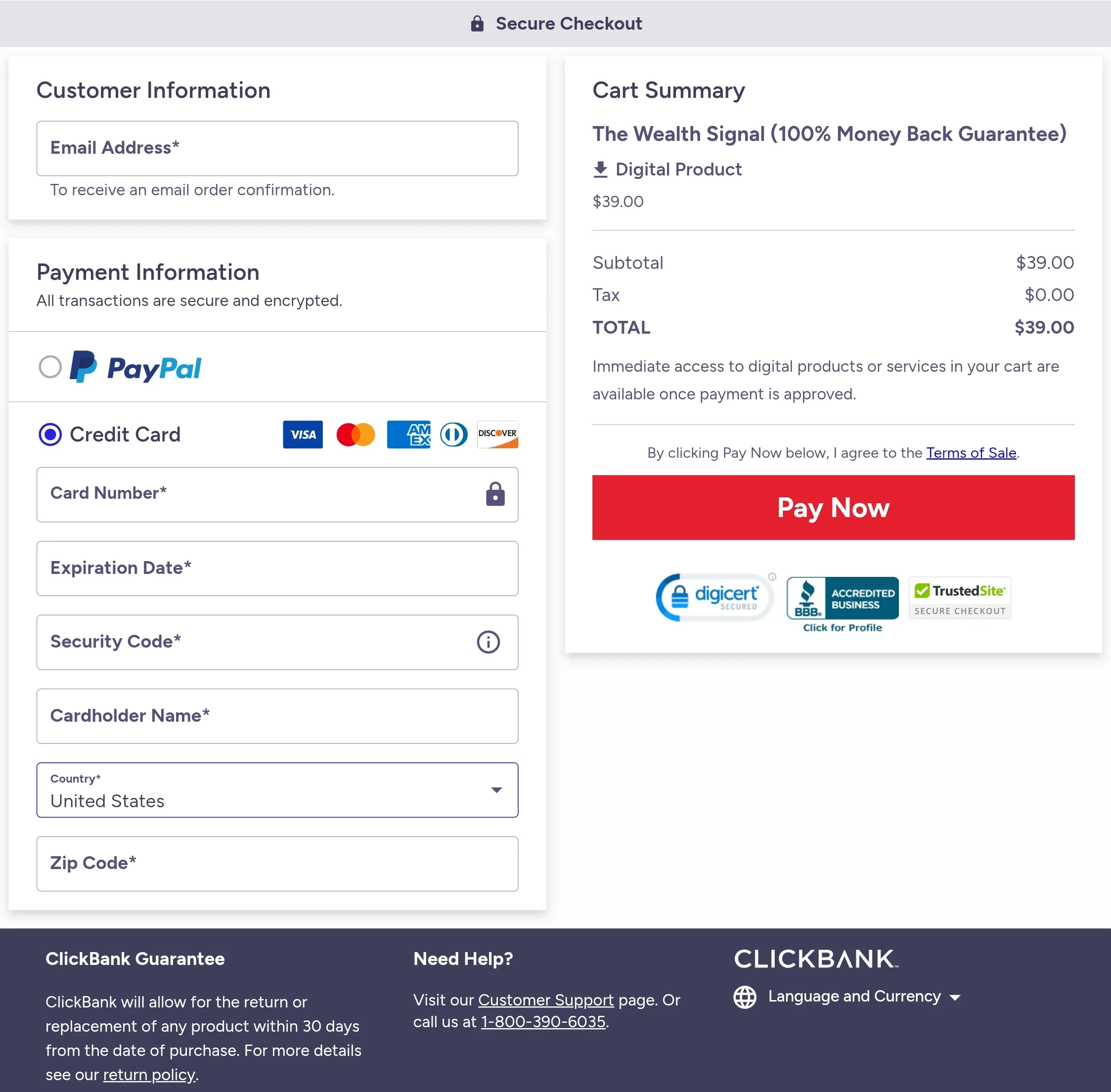 The Wealth Signal order form